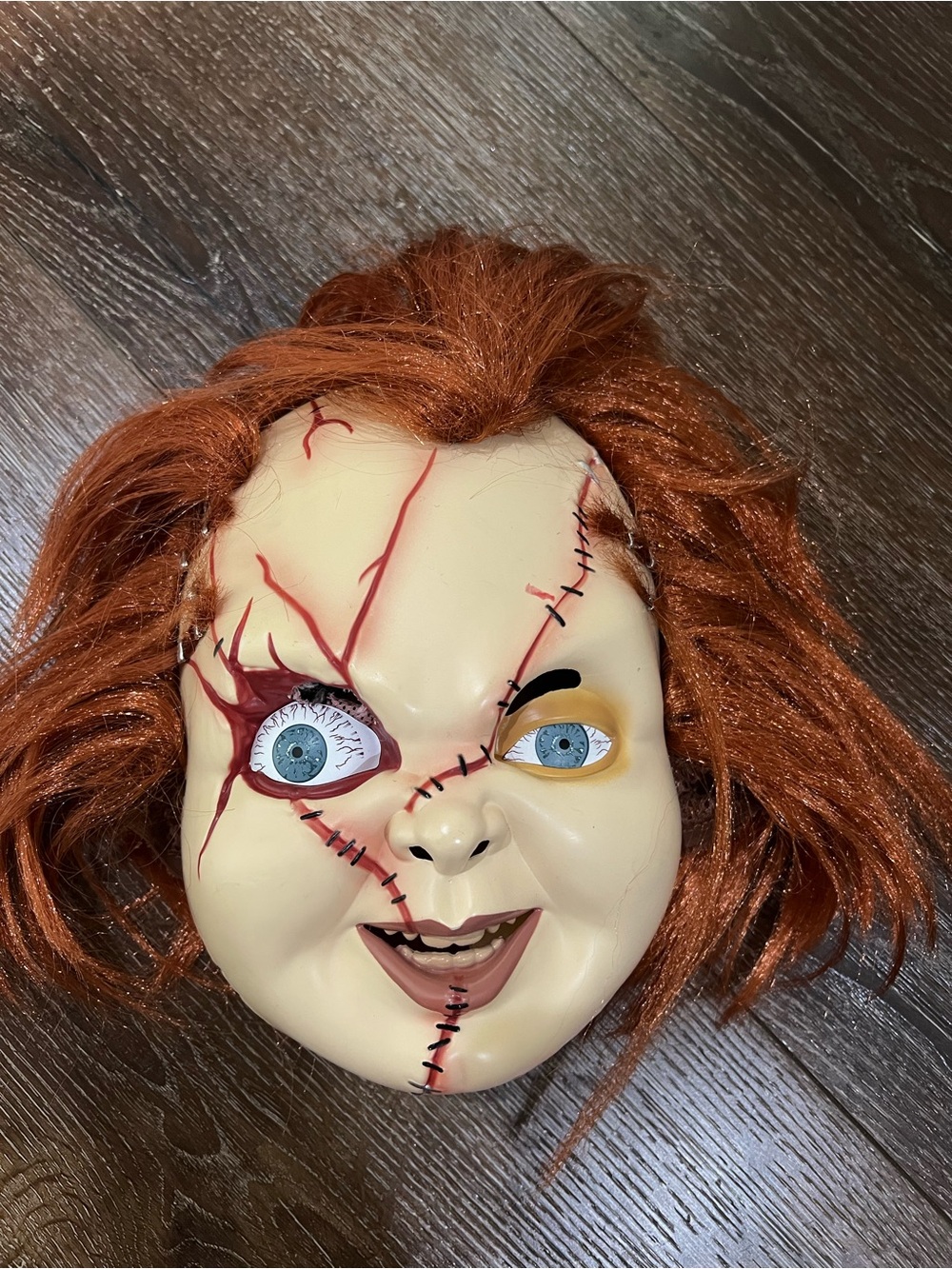 Chucky Halloween Horror Mask with Red Hair